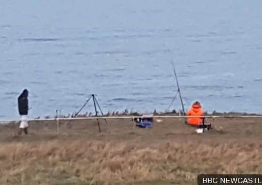 Fishermen are dicing with death on the clifftops in South Tyneside. Image by BBC Newcastle