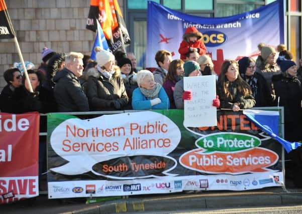 South Tyneside District Hospital campaigners demonstrating over the latest Maternity Service cuts.