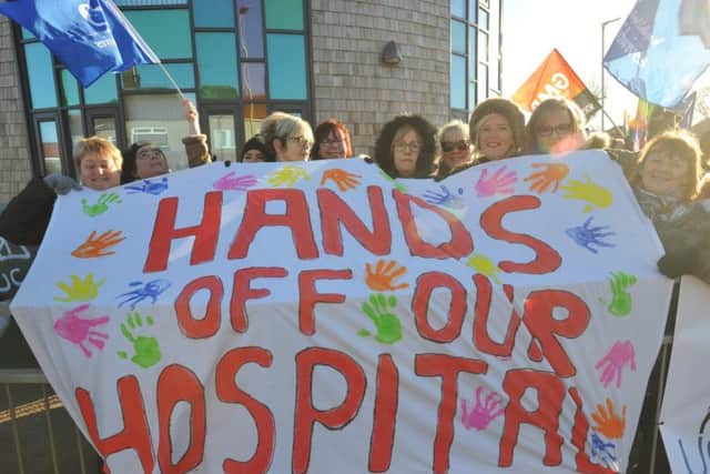 Campaigners outside South Tyneside District Hospital