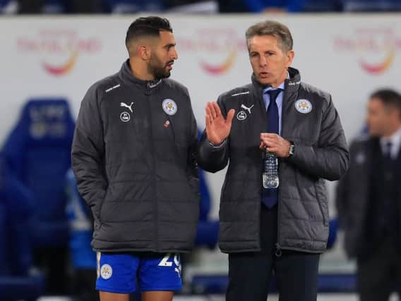 Foxes boss Claude Puel (right) with winger Riyad Mahrez
