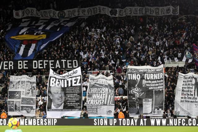 The flag display before the game marking Newcastle's 125th birthday