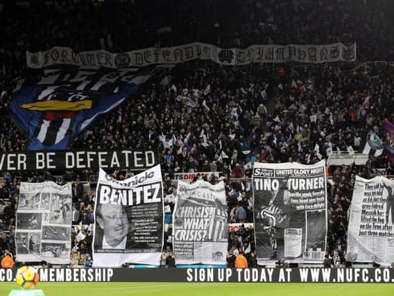 The flag display before Newcastle's game against Leicester making the club's 125th birthday