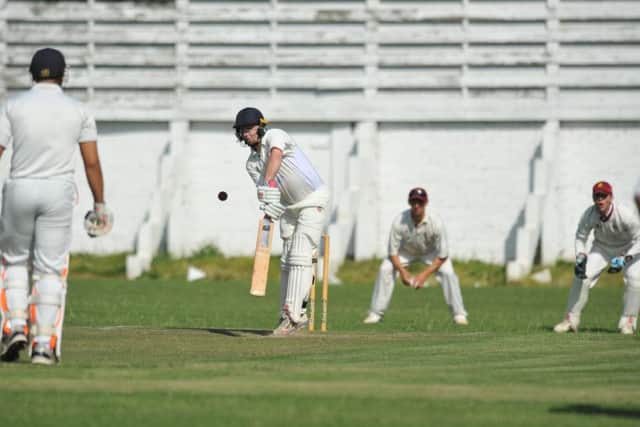 North East Premier Cricket between South Shields v Eppleton CC, played at Woods Terrace.  Shields batsman Brad Skinner.