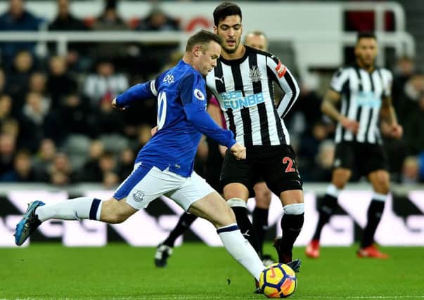 Wayne Rooney lines up a shot in Everton's midweek win at Newcastle. Picture by Frank Reid