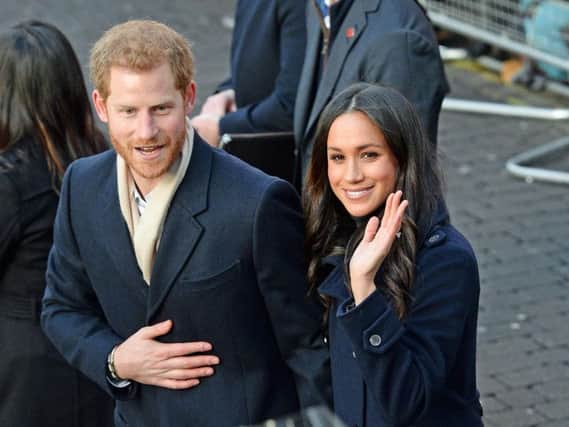 Prince Harry and Meghan Markle arriving at the Nottingham Contemporary. Picture: PA.