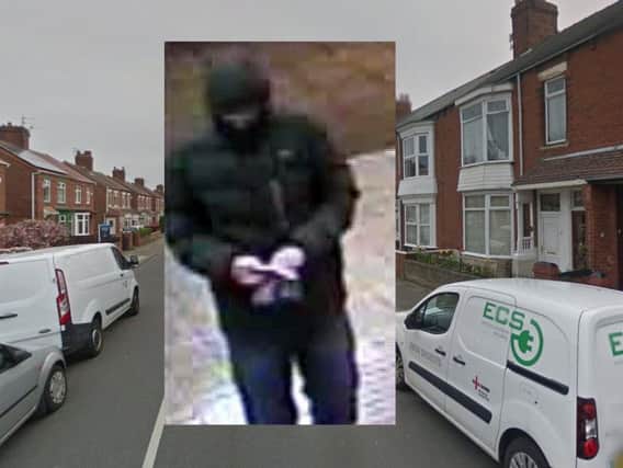 Police want to speak to the man pictured inset about a burglary in Ashley Road, South Shields.