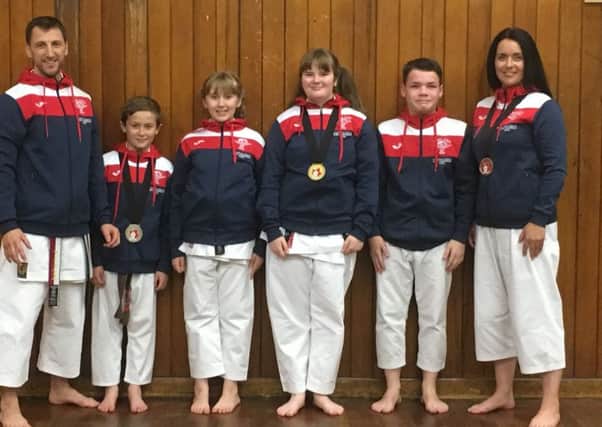 From left to right, competitors Mark Purcell, Aiden McTavy, Amy Stephenson, Emma Stephenson, Owen Suggitt and Tracy Suggitt.