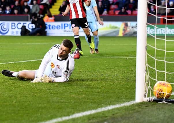 Sunderland keeper Robbin Ruiter can only watch as John Lundstram's opener crosses the goal line. Picture by Frank Reid