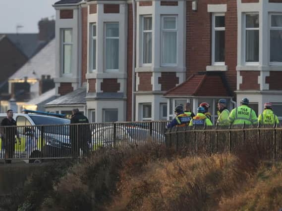 A host of organisations were involved in the call out to a section of the coast near Whitley Bay earlier today. Photo by Press Association.