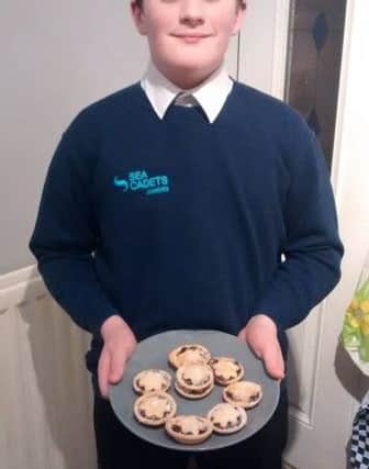 Rhys Simpson with some of the pies he made from scratch as part of his Christmas efforts with South Shields Sea Cadets.