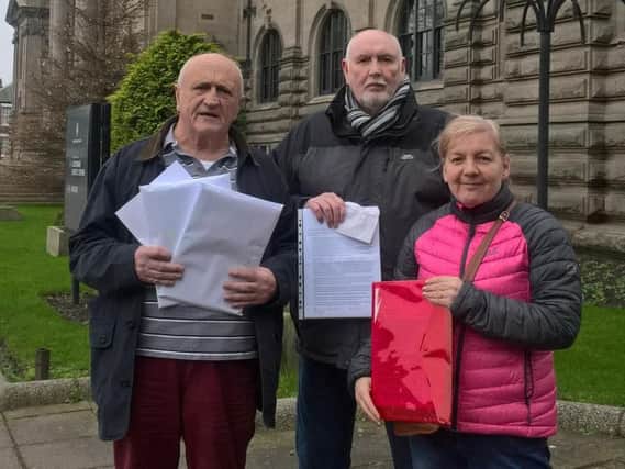The Friends of Temple Memorial Park with the objection letters they handed in to South Tyneside Council.