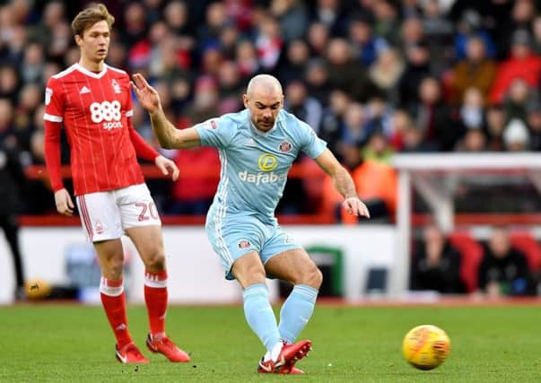 Darron Gibson plays a pass at Nottingham Forest last weekend. Picture by Frank Reid