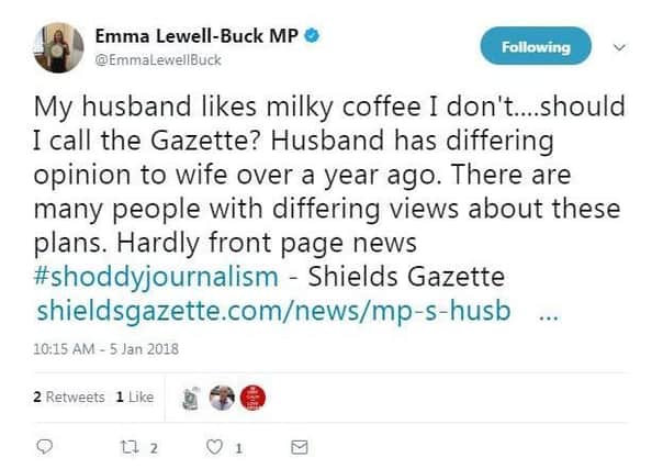A tweet sent by Emma Lewell-Buck on Friday.