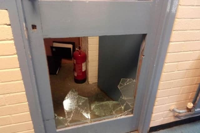 The break in caused damage to several doors in the centre.