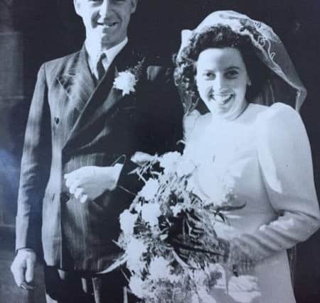 Irene with her husband Eddie on their wedding day.