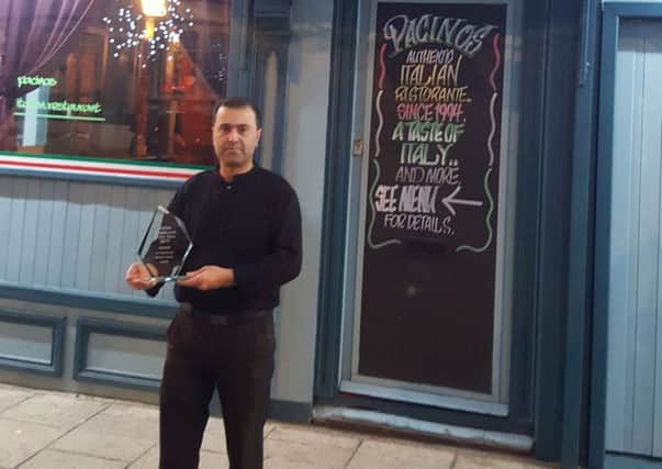 Pacino's owner Med Tarom is delighted to have won the Gazette's Italian Restaurant of the Year award.