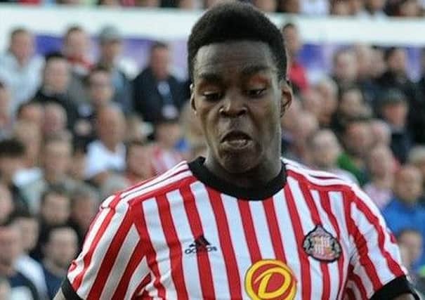 Joel Asoro in action for Sunderland at Victoria Park.