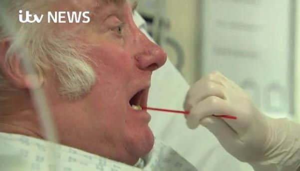 A patient at South Tyneside District Hospital is tested for flu. Image courtesty of ITV News.