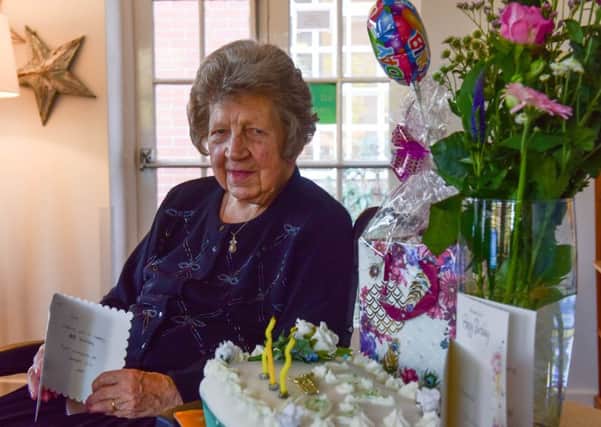 Celebrating her 102nd birthday, Lily Burns, of Garden Hill Care Home, South Shields.