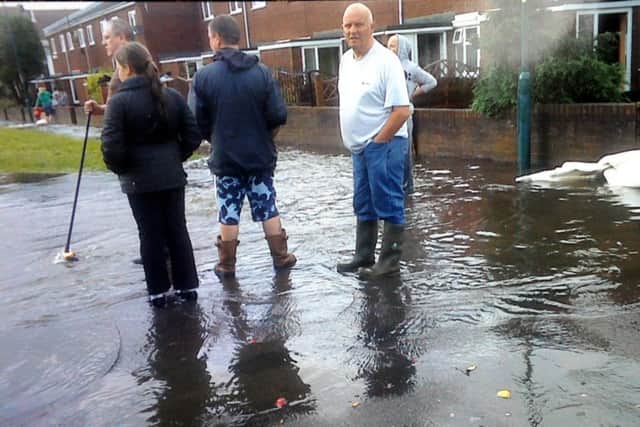 Lukes Lane estate residents Keith Lothian, right, and Donna Turnbull, concerned over flooding on the Hebburn estate
