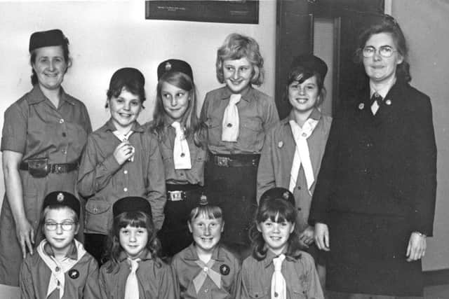 Girl Guides being enrolled in 1970.