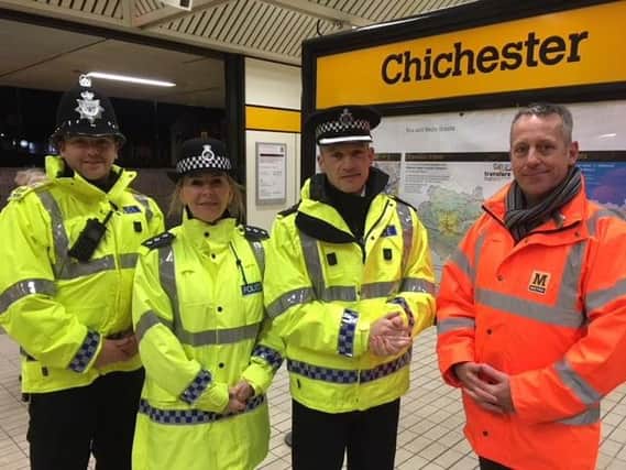 Officers from Northumbria Police alongside Metro staff on a patrol of stations in South Tyneside.