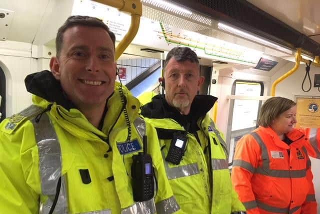 Officers from Northumbria Police alongside Metro staff on a patrol of stations in South Tyneside.
