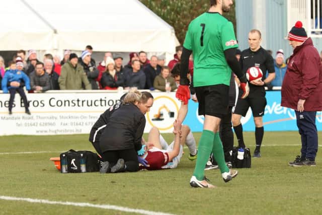 Finnigan received eight minutes of on-field treatment. Picture by Peter Talbot.