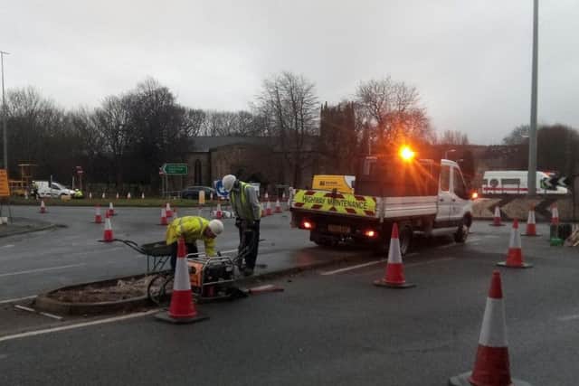 Work gets started at Heworth Roundabout.