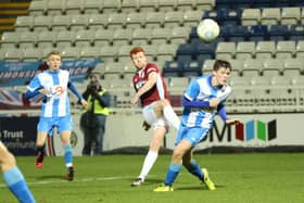 Michael Richardson curls in South Shields' goal. Picture by Peter Talbot.
