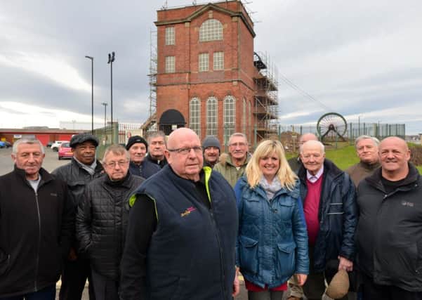 Harton and Westoe Banner Group  first look at St Hilda's Colliery renovation. Front Banner Group Ronnie Patterson