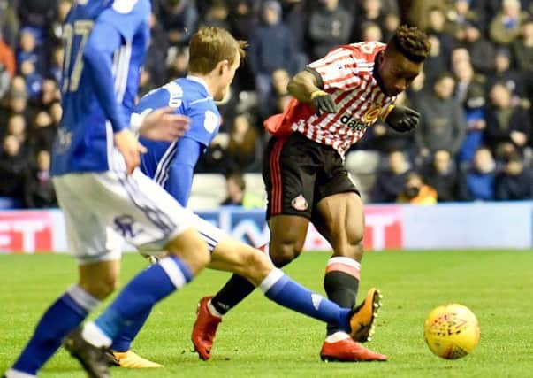 Sunderlands Kazenga LuaLua in action against Birmingham City at St Andrews on Tuesday night.