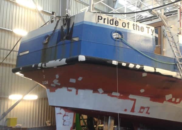 The Pride of the Tyne in dry dock.