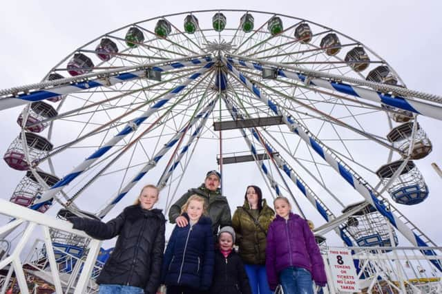 New Big Wheel opening at Ocean Beach Pleasure Park, South Shieds on Saturday, and the first passengers were Chris Kelly, Kerry, l-r Courtney (11), Megan (8), Abbie (4) and Leah (9)