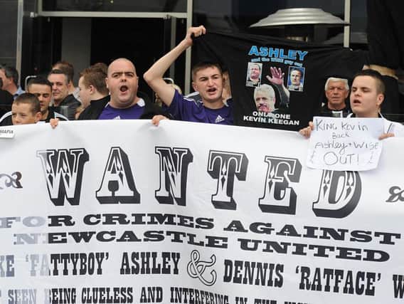 Newcastle United fans protest against club owner Mike Ashley back in 2008. Nearly a decade on and he is still in charge.