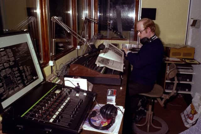 Hospital Radio South Tyneside member Bernard Sutherland presents a programme from the newly refurbished studios at the General Hospital in South Shields.  Picture by Bill Duncan..