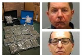 Carlos Gonzalez-Cortes, top, and Leon Espada were arrested as they flew into Newcastle Airport from Spain with suitcases full of drugs, left.