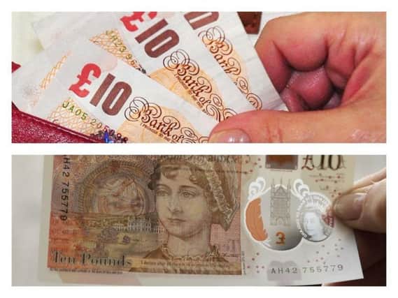The old tenners, above, and the new note, below.