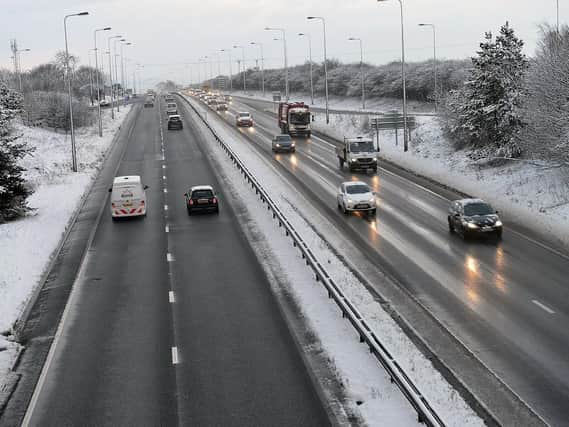 Snow on the A19 southbound.