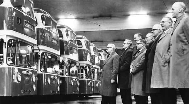 Looking over the new South Shields Corporation buses in 1965.