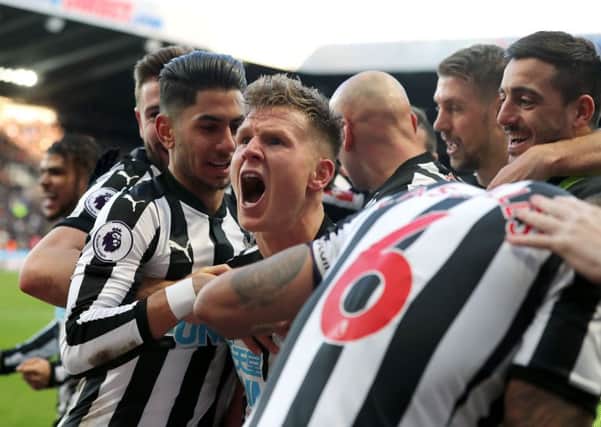 Newcastle United's Matt Ritchie celebrates scoring.