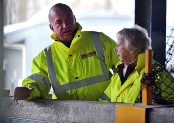 Coun Moira Smith meets up with new contractor Remondis site manager Ian Hay at the Recycling Village in South Shields.