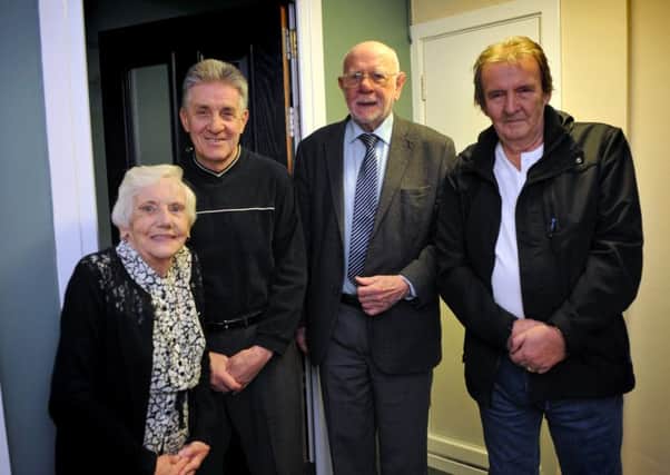 Durham Court Residents, from left, Kaye Cater, Peter Tallack and Howard Campbell  with Coun Allan West, second right.