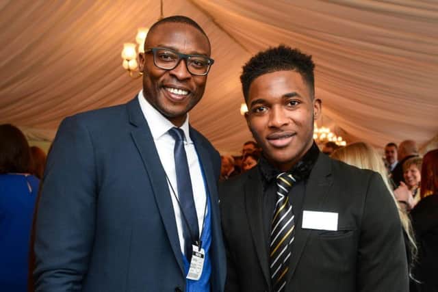 Shola Ameobi with former Premier League Kicks participant Ally Ali