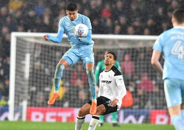 Ashley Fletcher takes down a high ball at Derby tonight. Picture by Frank Reid