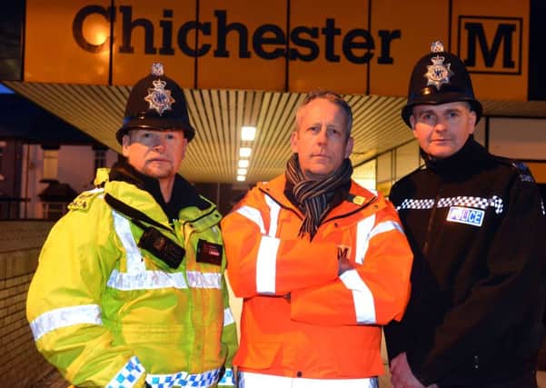 Police and Nexus Chichester Metro station operation
From left Neighbourhood Sergeant Dave Stobbs, Nexus Security Manager Paul Harris and Inspector Steve Prested