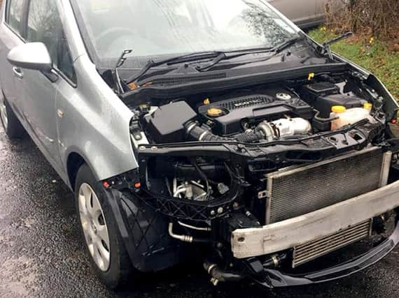 The front of the Vauxhall Corsa which was targeted by thieves. Photo by the Press Association.