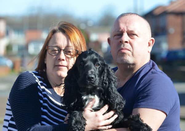 Janice Graney and partner Ian Scott's dog Alfie was attacked by a husky while out walking.