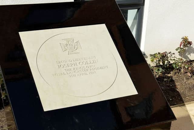 The memorial to Second Lieutenant Joseph Henry Collin VC. Picture by FRANK REID