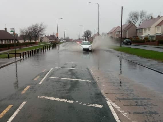 A flooded road in Seaham